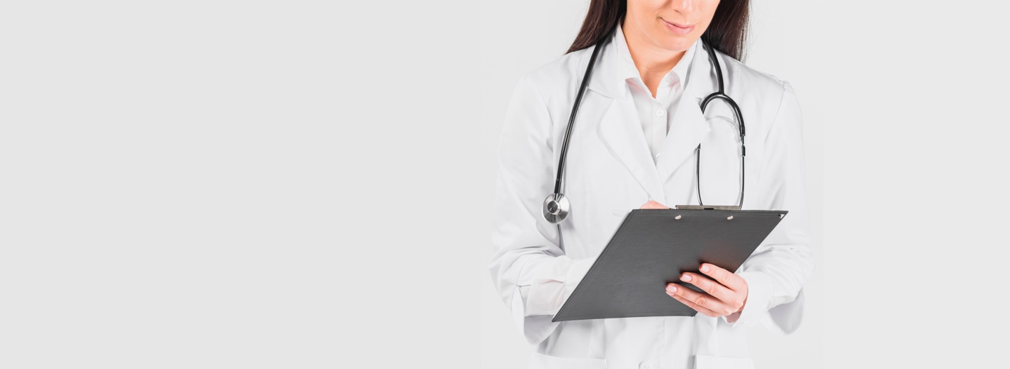 Female Doctor using a clipboard